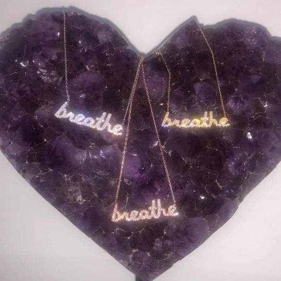 None Jewelry - COPY - Brand new sterling silver cubic zirconia BREATHE Necklace 18” rose gold